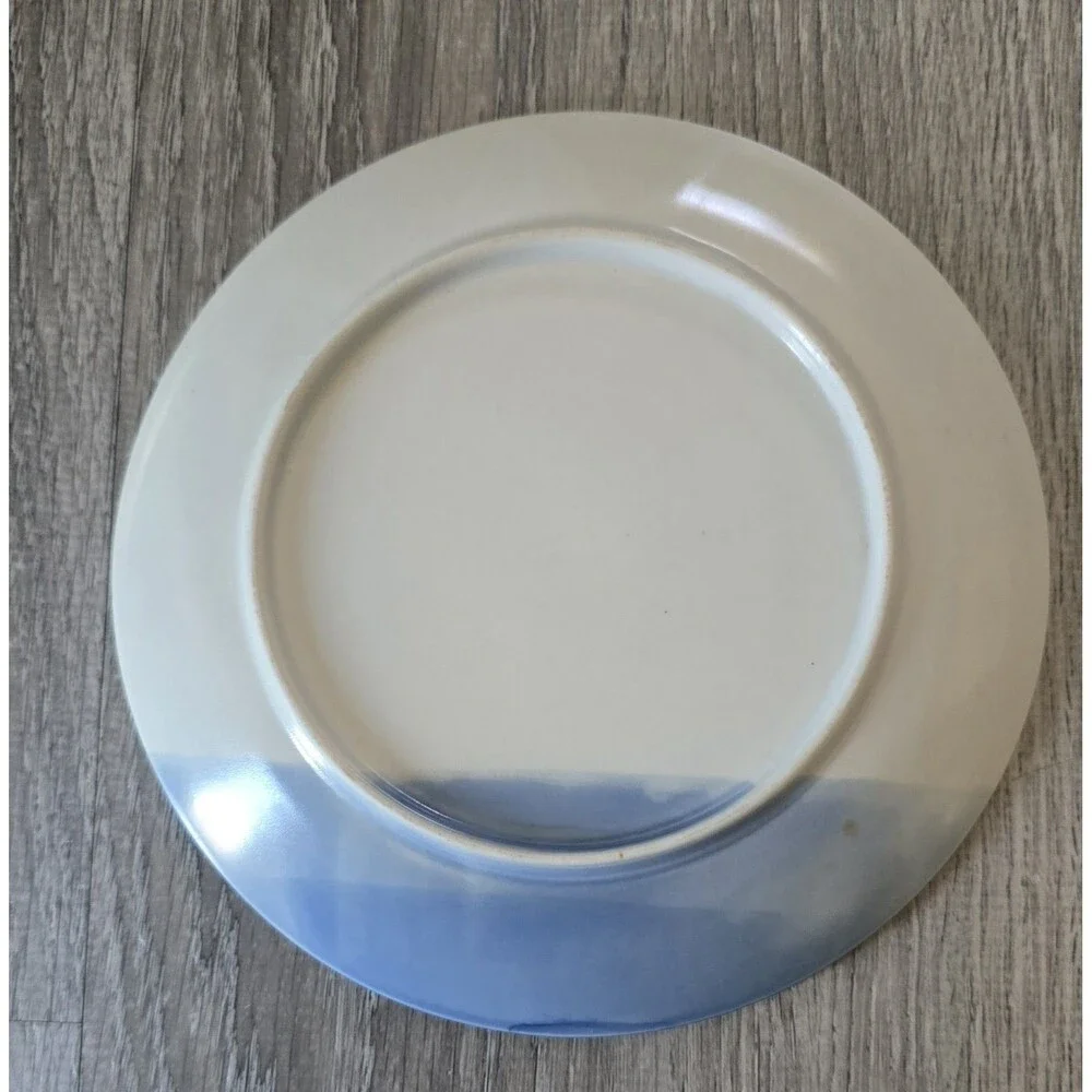 Blue White Fishing Lake On Pottery Wall / Salad Plate 7.5